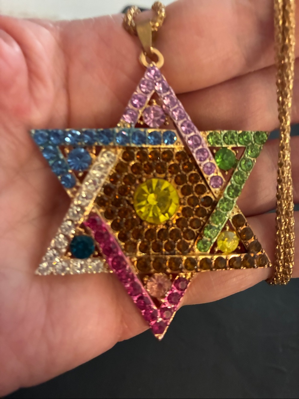 Multicolor Star Crystal Pendant Necklace  NWOT
